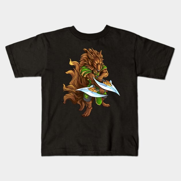 Tribal Wolf Kids T-Shirt by Dragonpunk